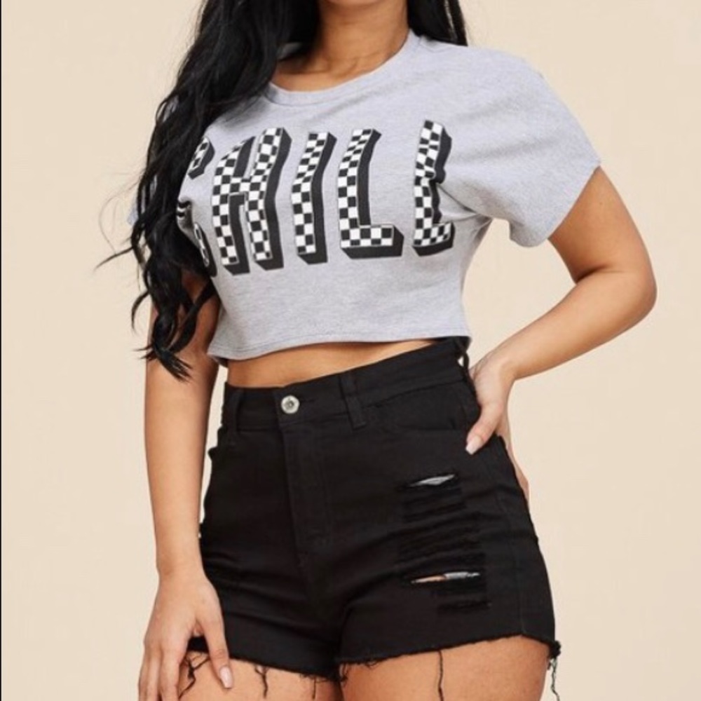 Heather Grey Netflix & Chill Crop Top